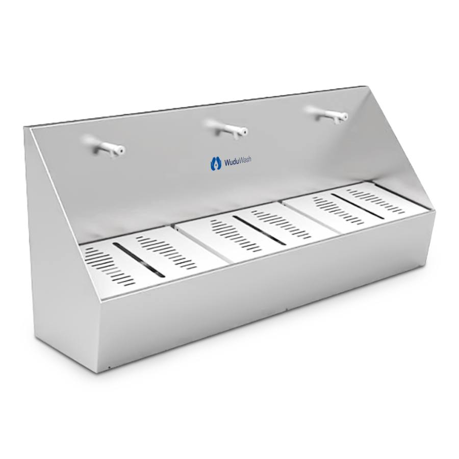 WuduWash stainless steel triple foot wash trough